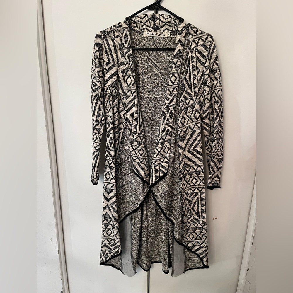 Michael Stars Patterned Gray Open draped cardigan